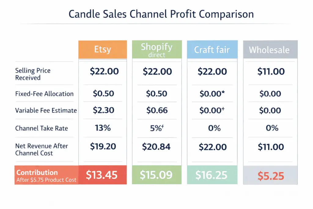 candle sales channels and take-home profit comparison