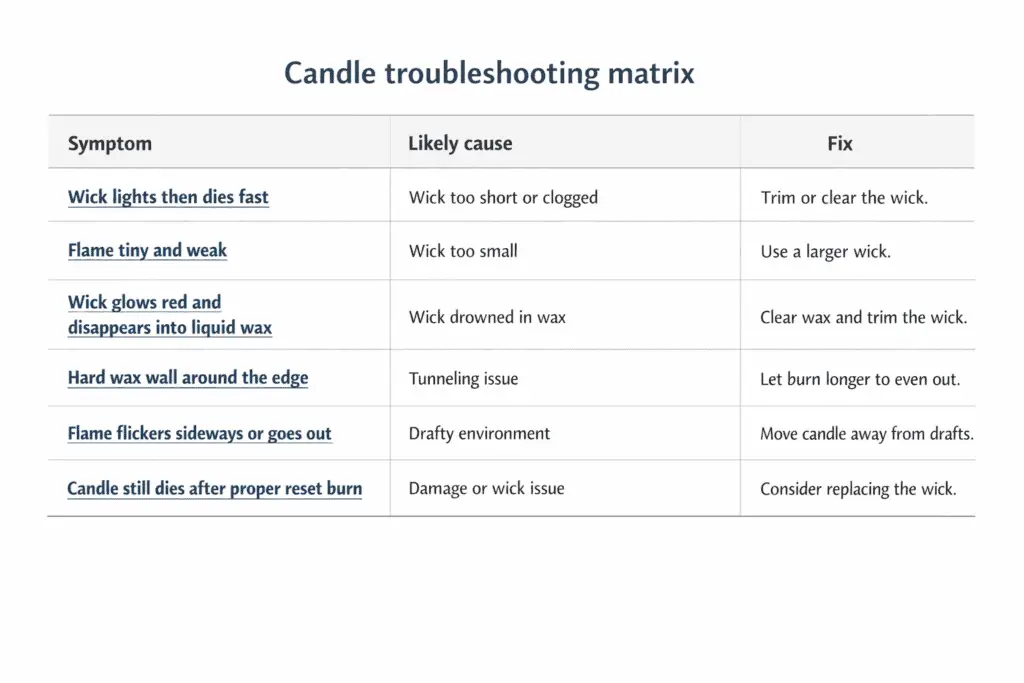 candle symptoms and causes and fixes