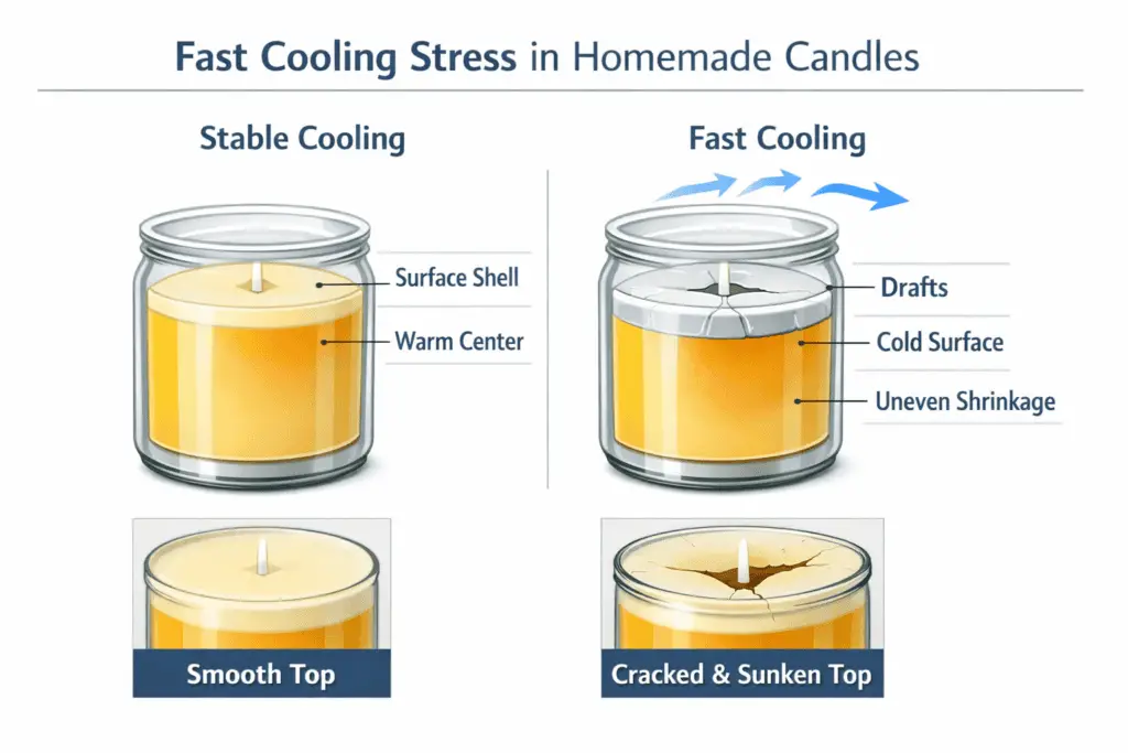 fast cooling and center shrinkage comparison