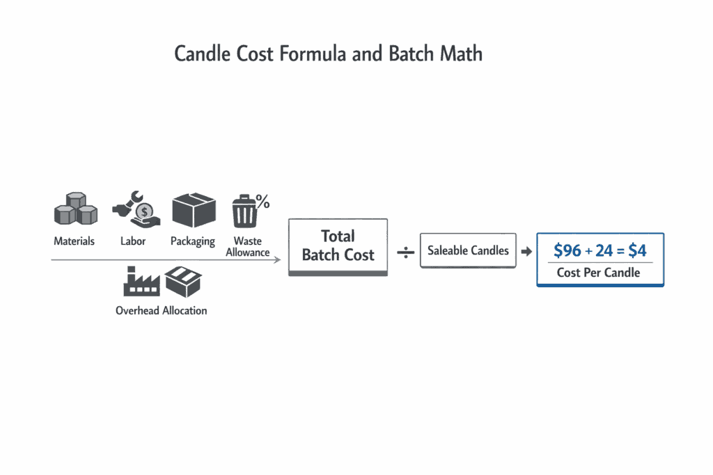 candle cost formula and batch math