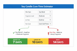 soy candle cure-time estimator and day 7 to 14 wait factors