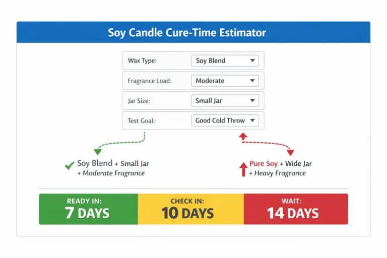 soy candle cure-time estimator and day 7 to 14 wait factors