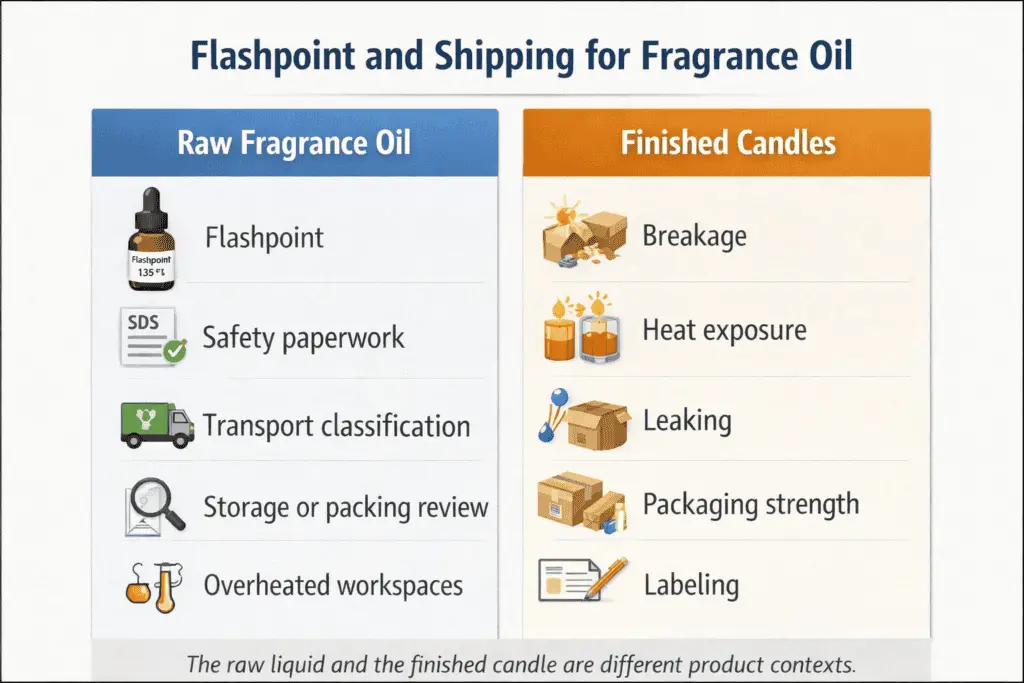 raw fragrance oil and finished candle shipping differences