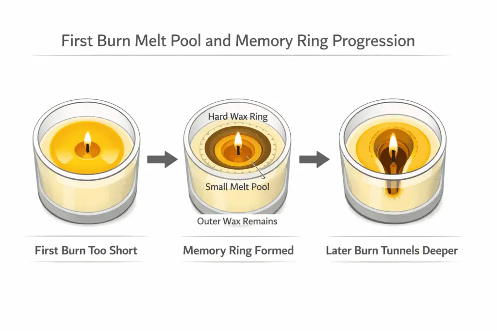 first burn melt pool and memory ring progression