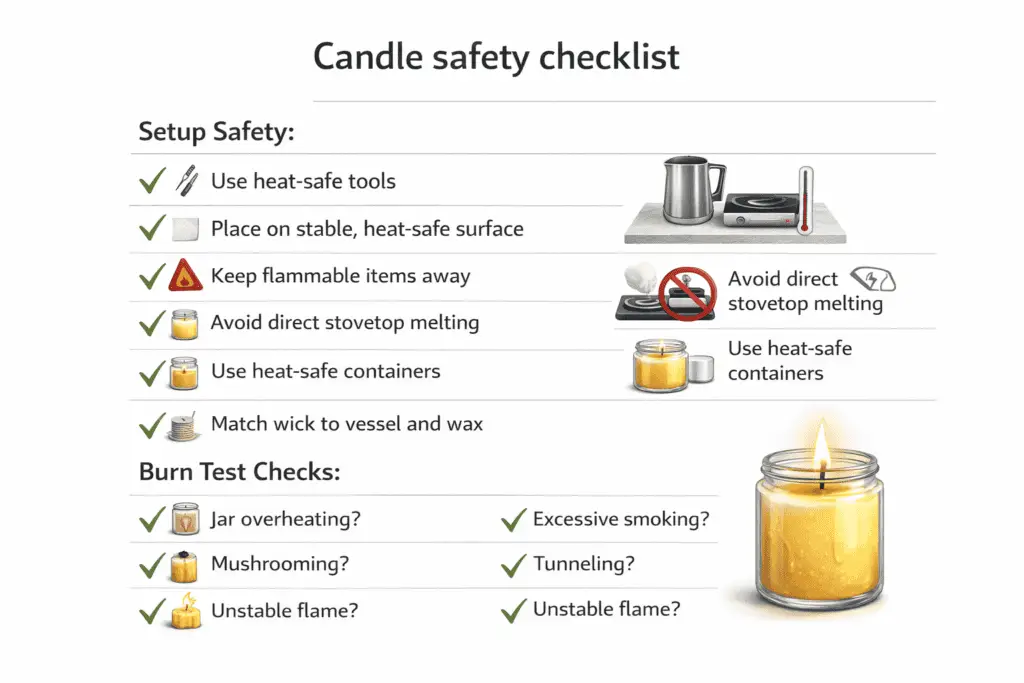 candle safety checklist and burn test