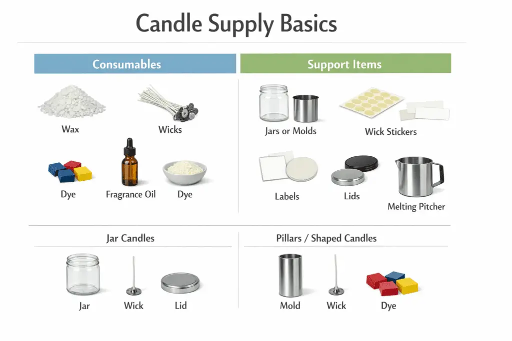 candle supplies and consumables support items