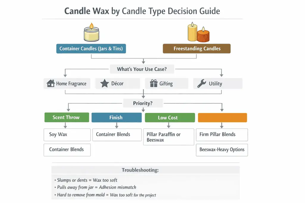 container and freestanding candle wax decision tree