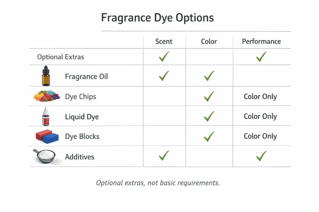 fragrance and dye options additives