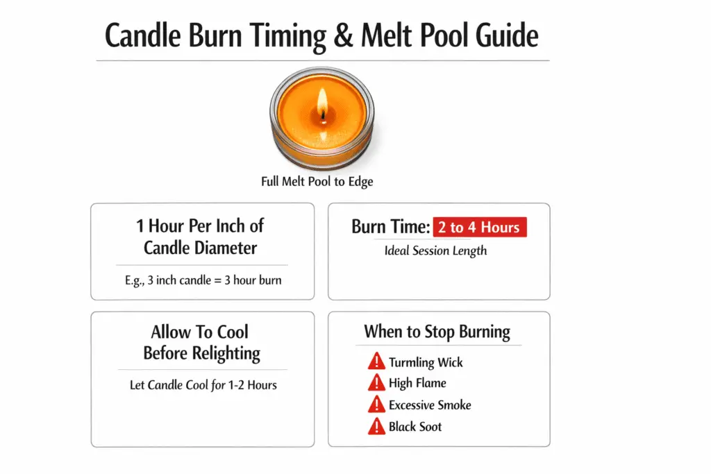 candle burn timing and full melt pool guide