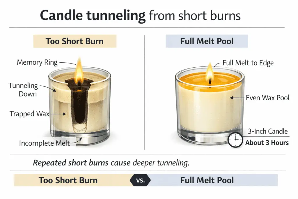 candle tunneling and short burn effects