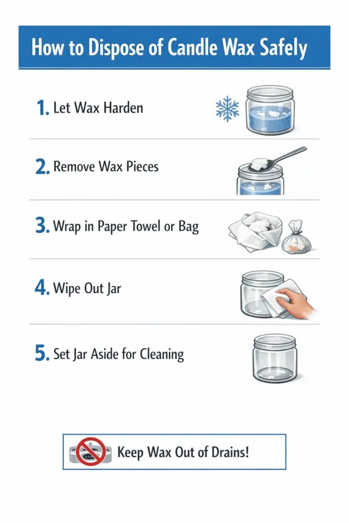 solid candle wax disposal steps and separate jar cleanup
