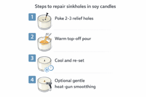 Soy wax candles + Sinkhole repair + Relief holes and top-off pour