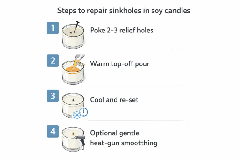 Soy wax candles + Sinkhole repair + Relief holes and top-off pour