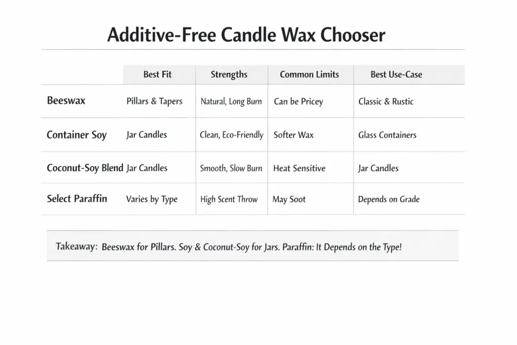 beeswax and soy and coconut wax comparison for additive-free candles