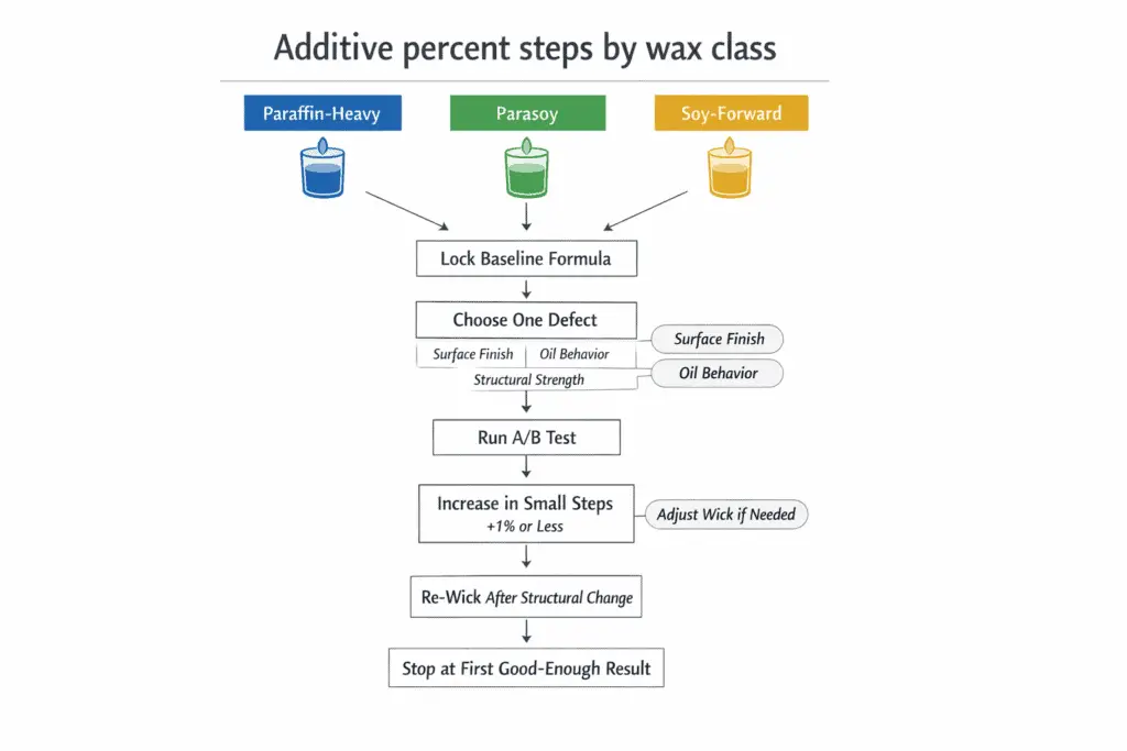 wax class and additive percent steps