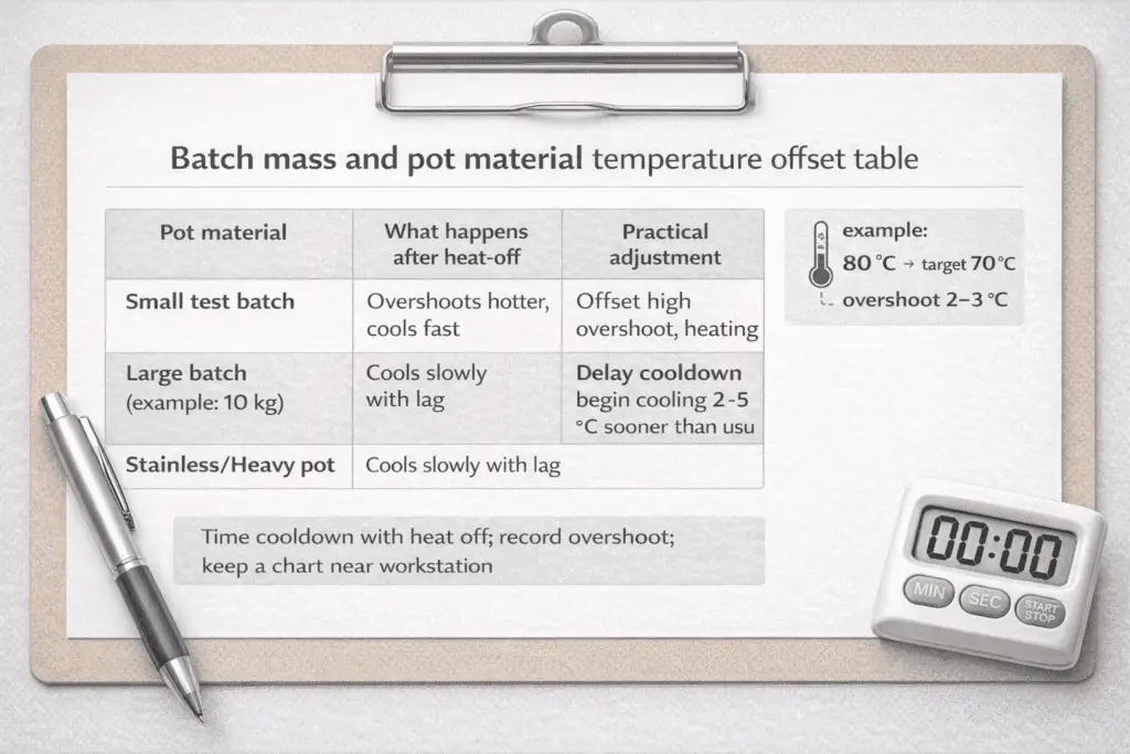 Paraffin Batch + Mass & Pot Material + Temperature Offset Table