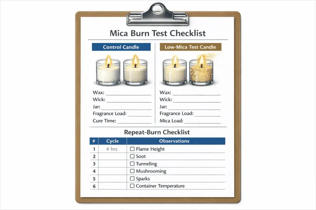 Candle Dye & Coloring + Burn test checklist + Control vs variant jars