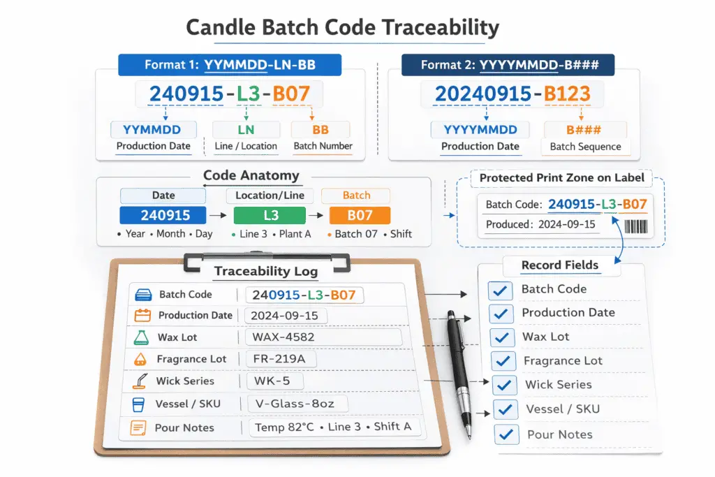 candle batch code and traceability fields