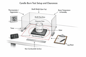 candle burn test setup and clearance diagram