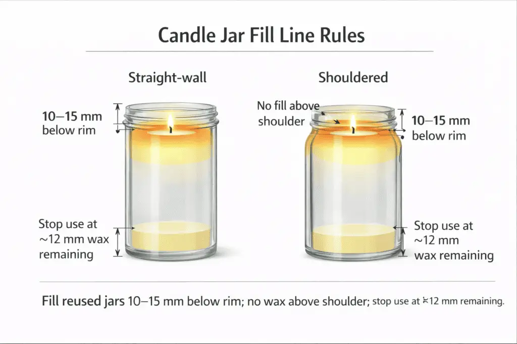 candle jar headspace and shoulder fill line guide