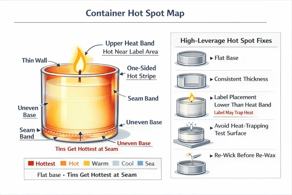 container hot spots and label heat band