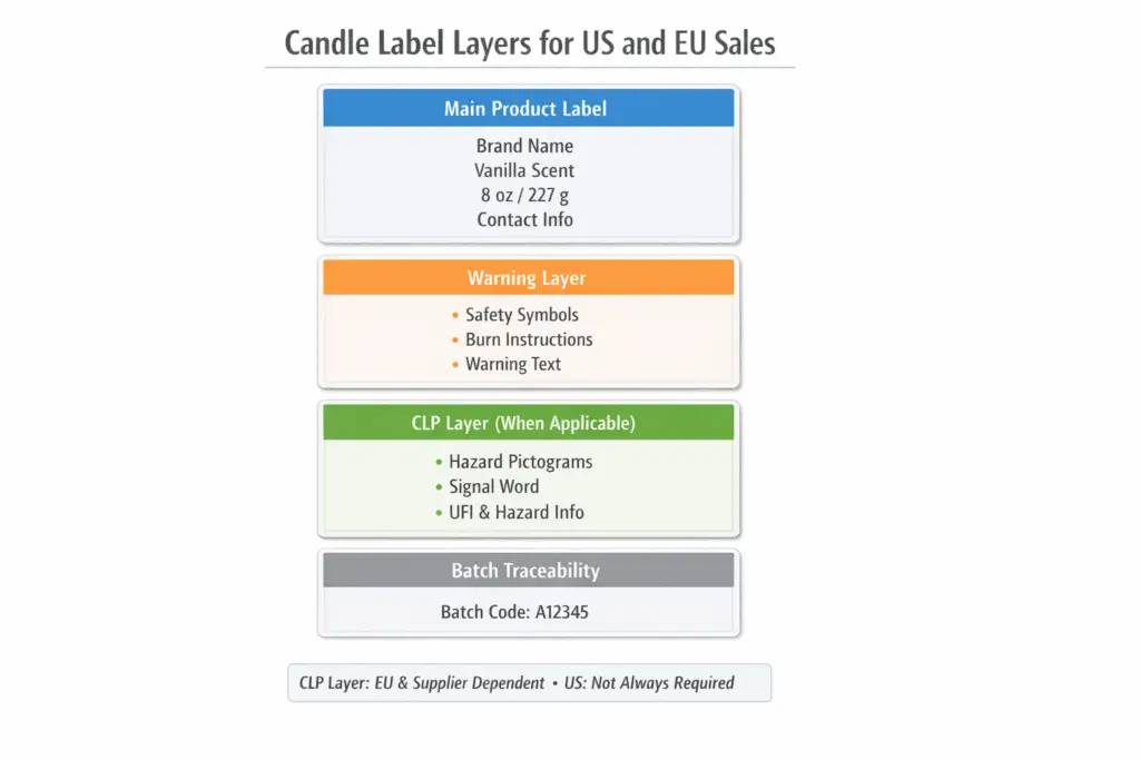 candle label layers and warning elements