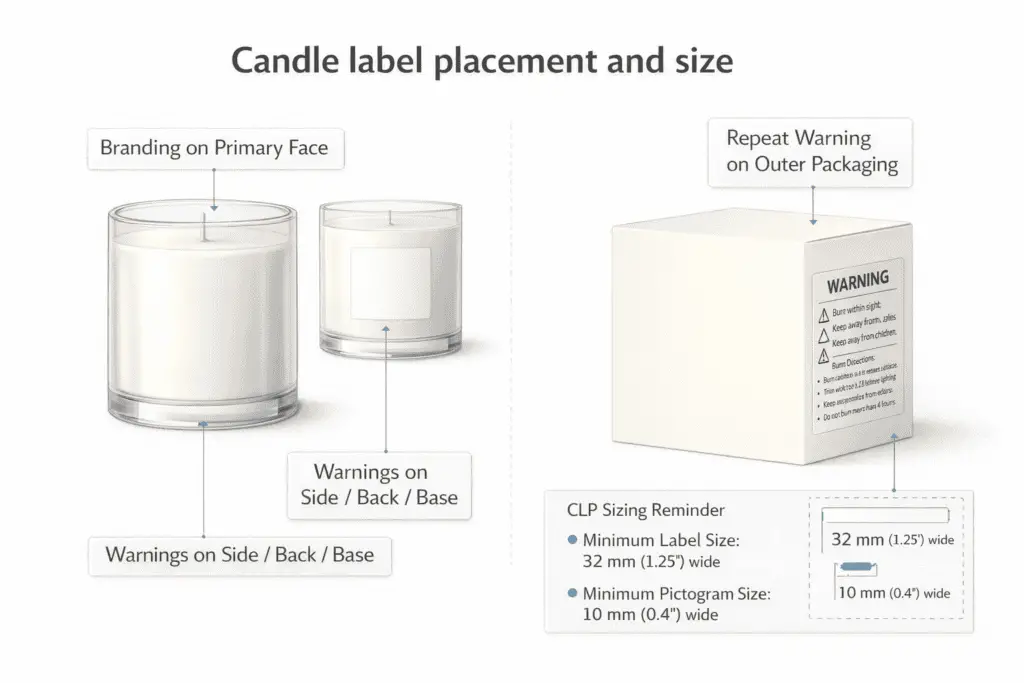 candle label placement and legibility zones