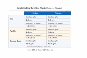 Candle making + Burn Rate + Cotton vs Wooden Matrix