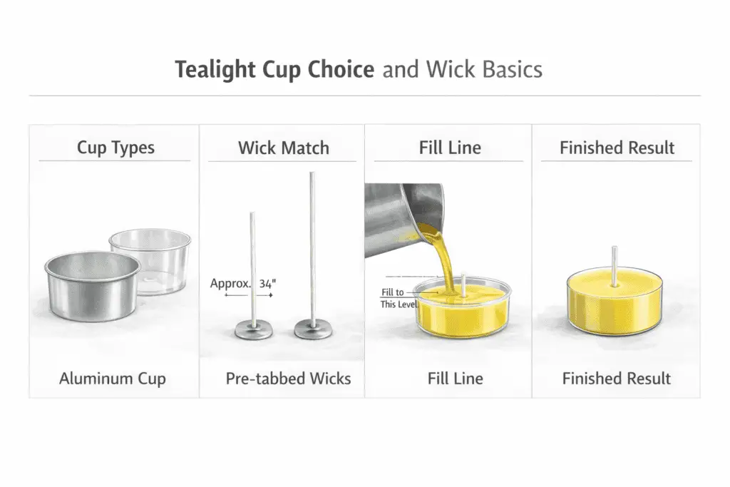 Candle making + Tealight wick + Cup basics
