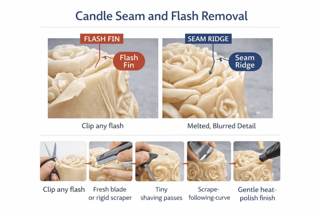 candle seam line and flash removal