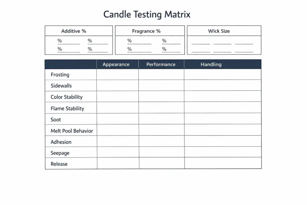 additive wick and fragrance test matrix