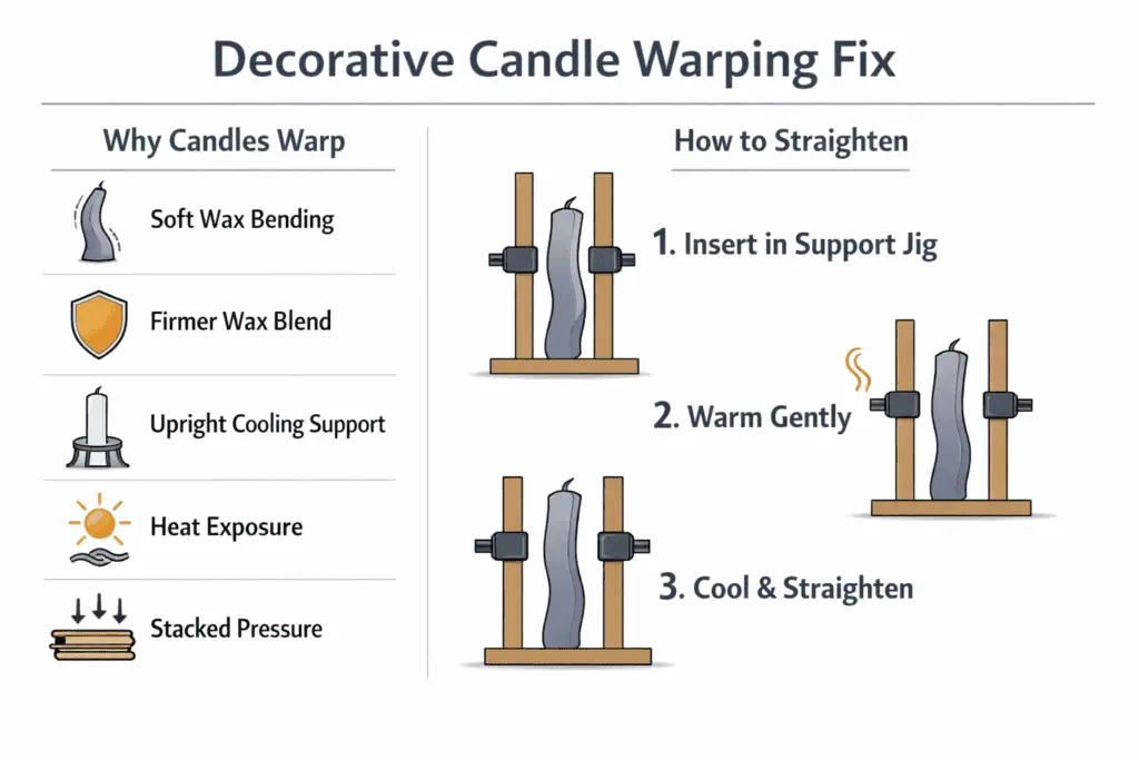candle warping and straightening support jig