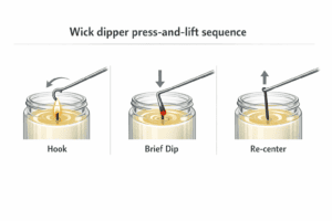 wick dipper and centered candle wick