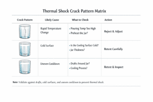 Candle making thermal shock and crack pattern matrix