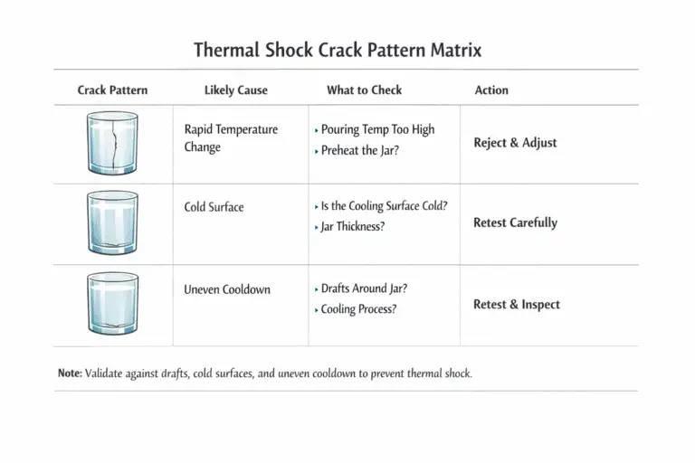 Candle making thermal shock and crack pattern matrix