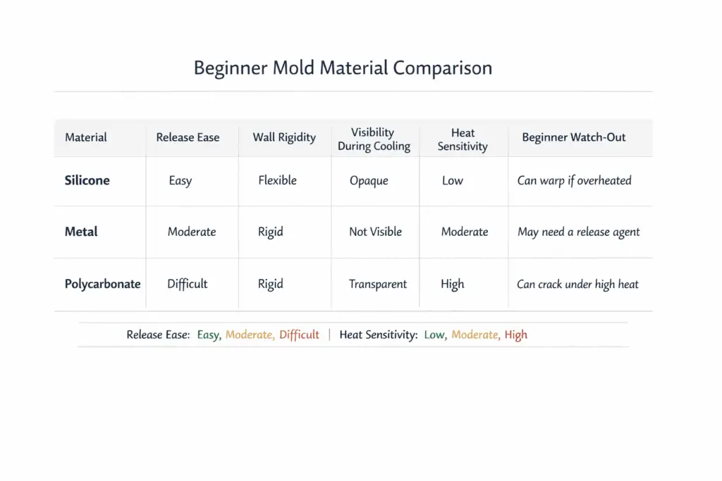 candle making mold material and 3-way comparison