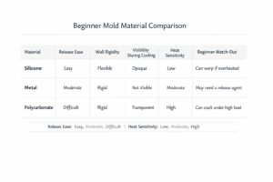 candle making mold material and 3-way comparison