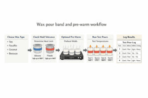 candle molds + pour bands + pre-warm workflow