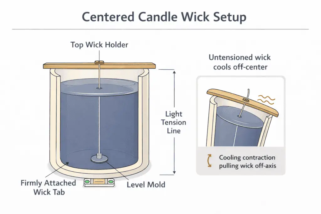 centered wick tab and top tension setup