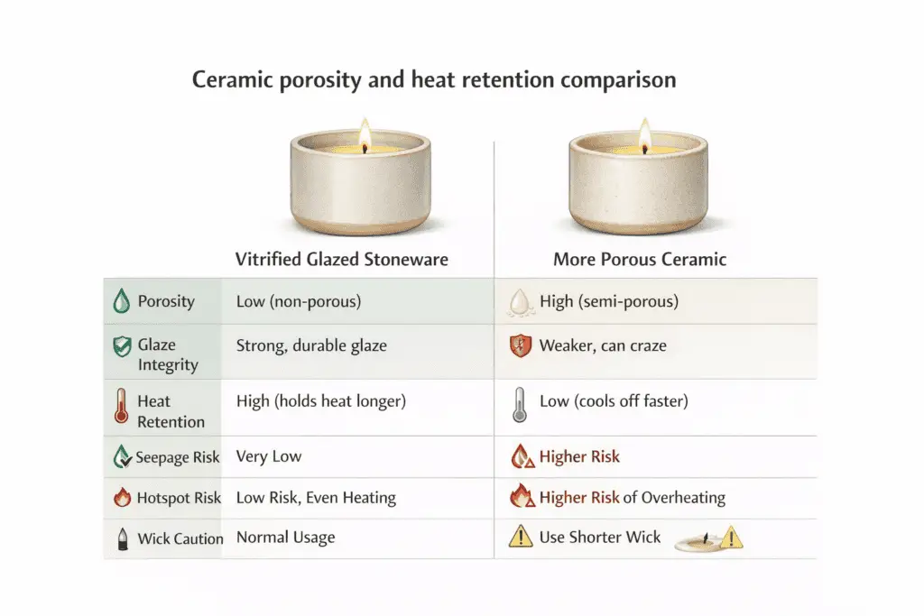 Candle making + Ceramic porosity + Heat retention comparison