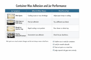 container wax adhesion and jar sidewall symptoms