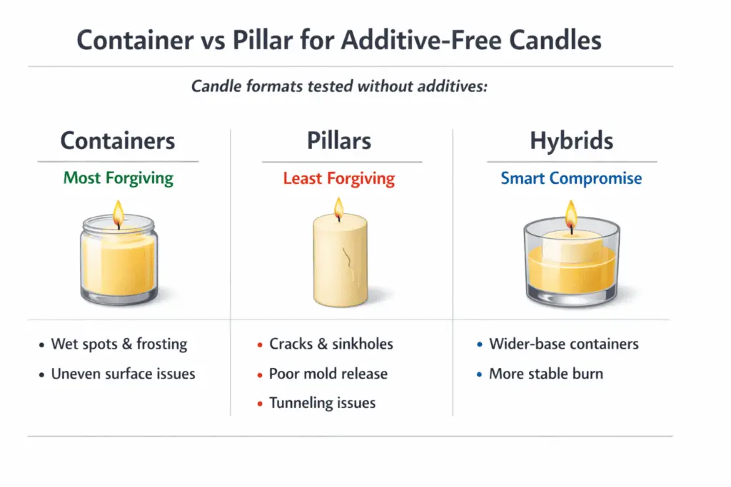 container and pillar and hybrid candle format comparison