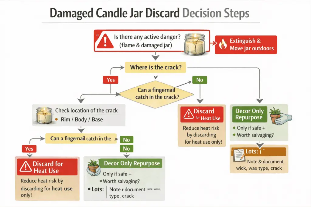 damaged candle jar discard steps and salvage decisions