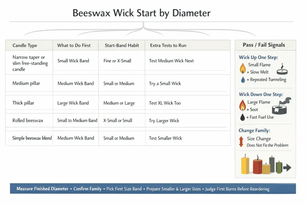 candle diameter and wick start band