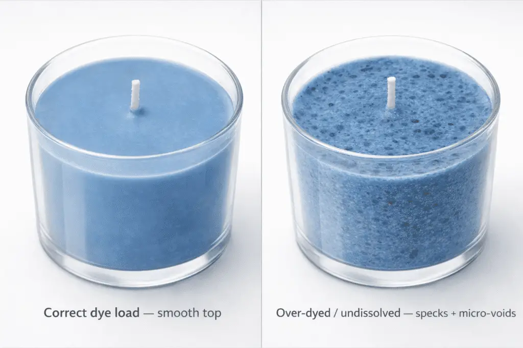 Paraffin Candle (candle making) + Dye Load + Correct vs Over-Dyed Tops