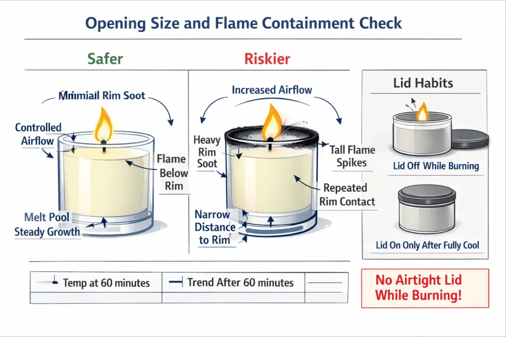 opening size and flame containment checks