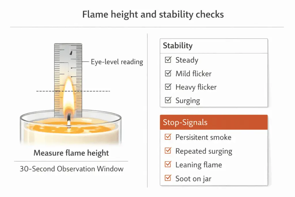 flame height scale and stability checks
