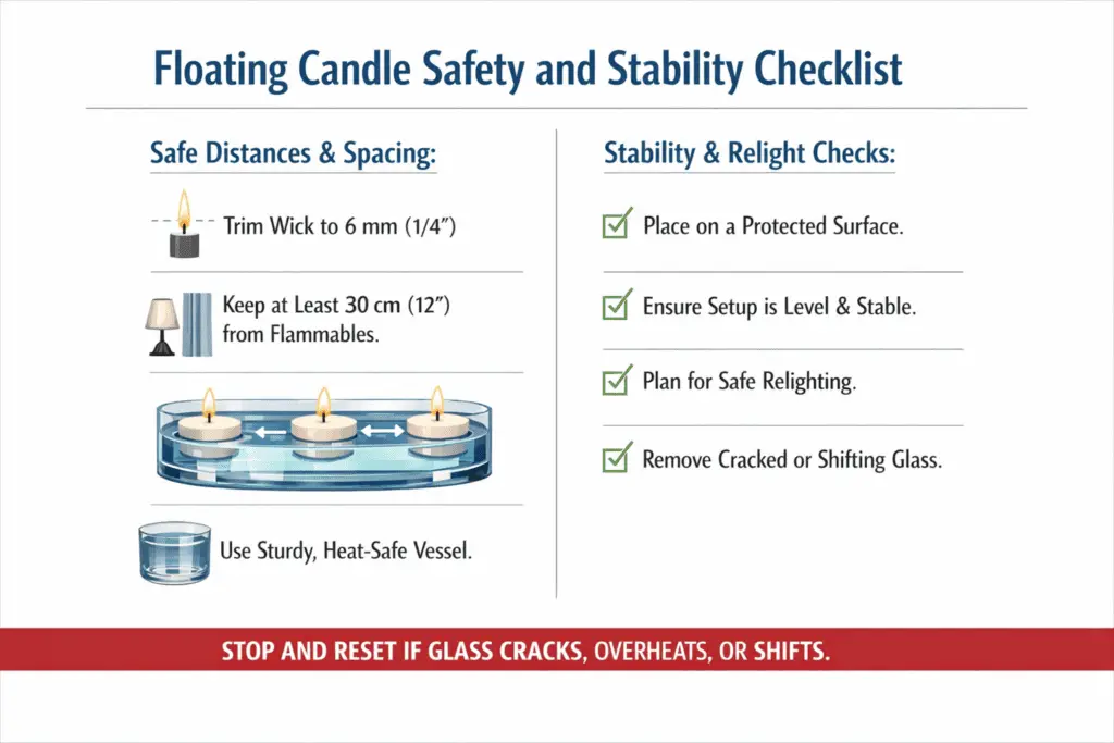 floating candle safety distances and stability checklist