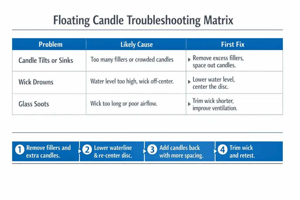 floating candle symptoms and fix sequence