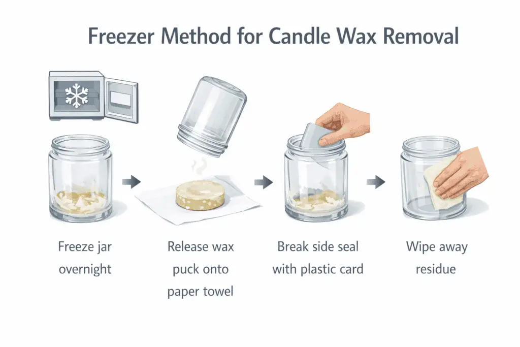 candle jar and wax puck freezer removal steps